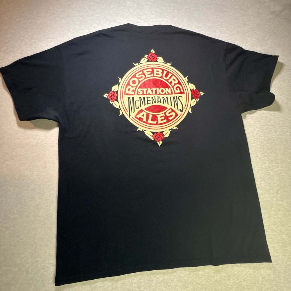 McMenamins Roseburg Station Ales On The Quest Black T-Shirt